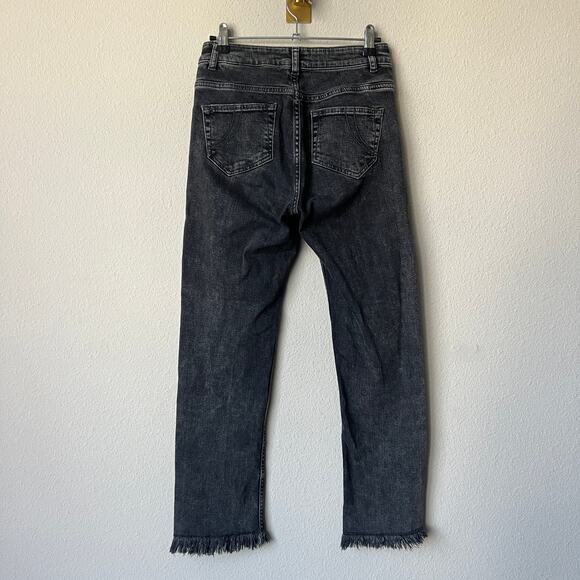 Maje Panako Frayed Hem High Rise Slim Leg Jeans in Black Size FR 36 - Picture 3 of 6